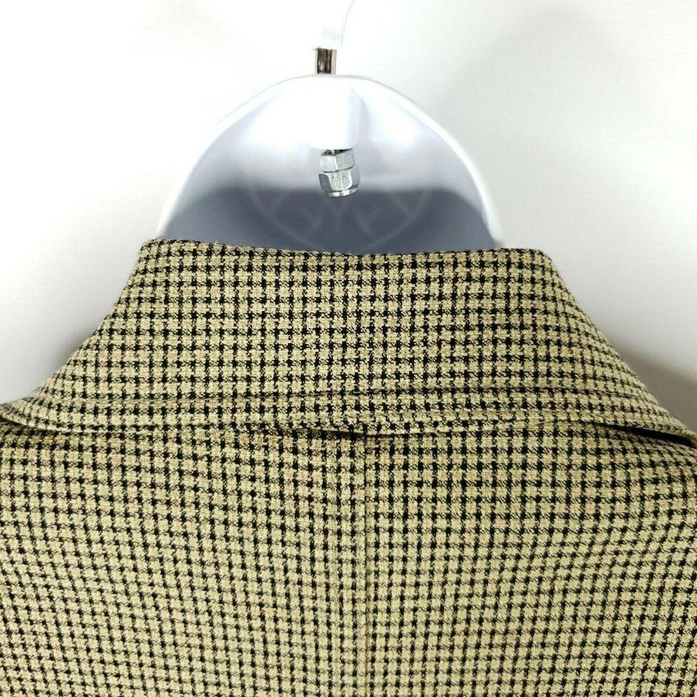 Vintage Eva Polini Full Length Belted Overcoat 10 Beige Black Check Made In USA - Picture 7 of 12